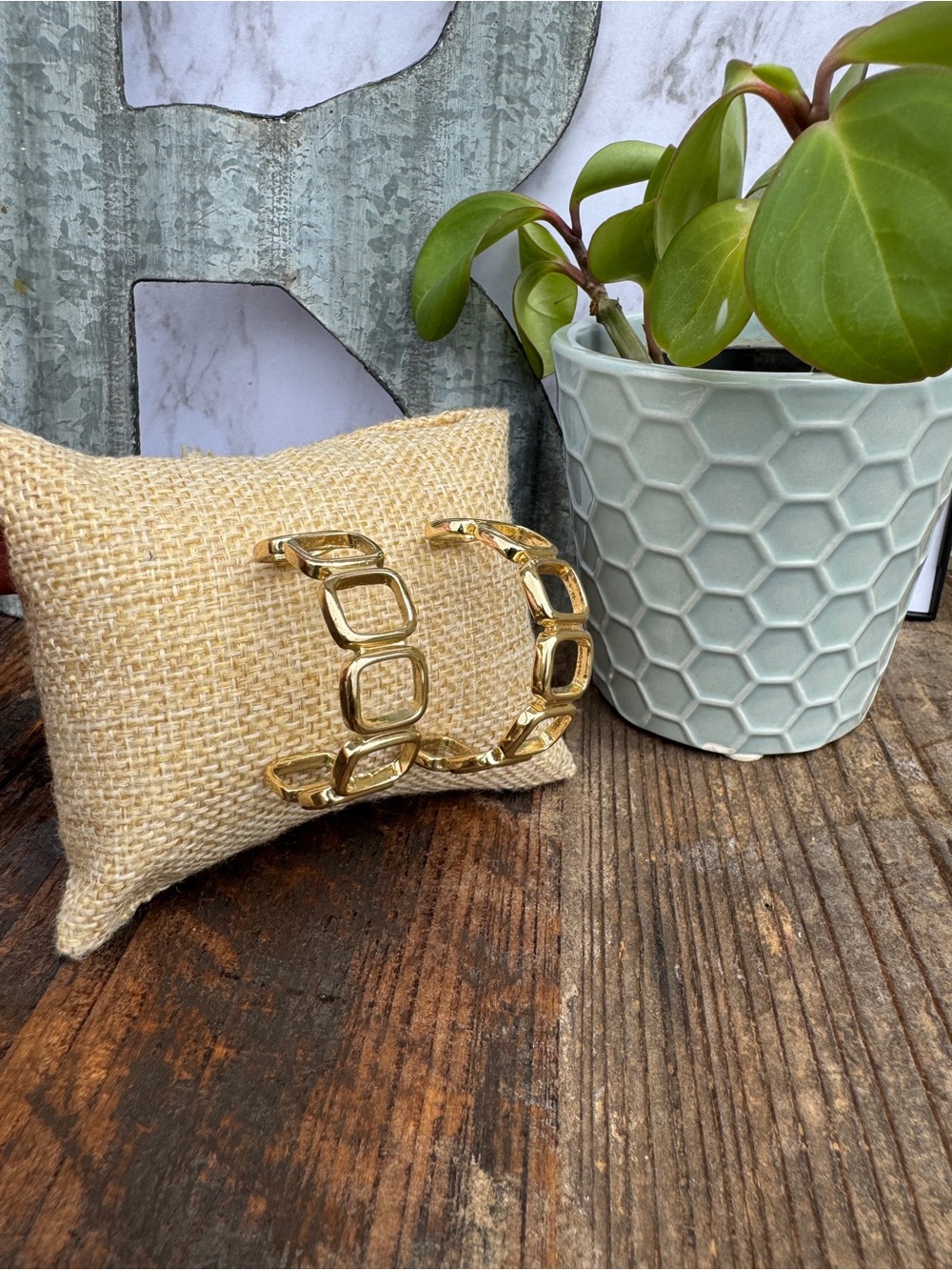 Gold Geometric Square Chunky Hoop Earrings
